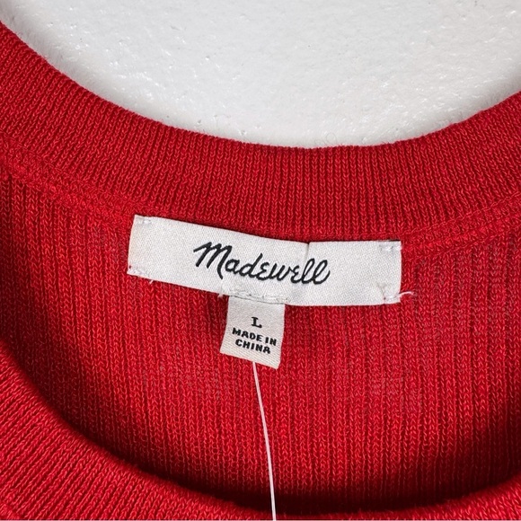 Madewell Linen Blend Scoopneck Lightweight Sweater Tank Top Red Size L NWT - Picture 7 of 8